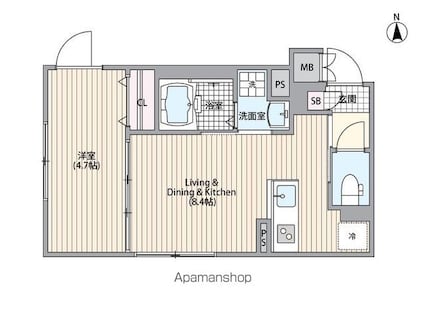 エルファーロ旗の台[1LDK/29.93m2]の間取図