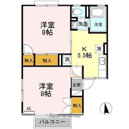 シャルム由比ヶ浜　ＡＢ[1LDK/47.91m2]の間取図