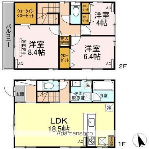 国立市谷保の戸建ての間取り