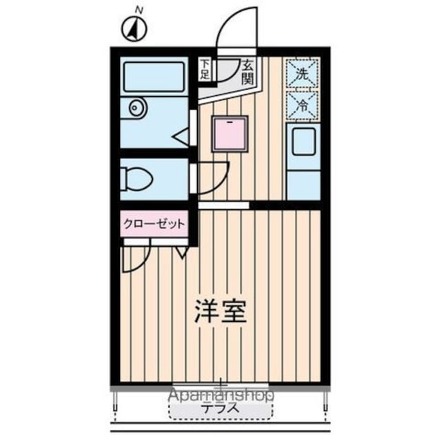 ちきゅうハウス[1R/21.53m2]の間取図