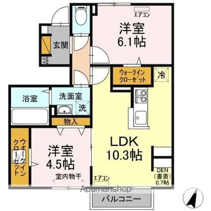 Ｇｒａｎｄ　Ｗｉｎｄｓ　Ｔｓｕｋｕｂａ　ＩＶ[2LDK/52.62m2]の間取図