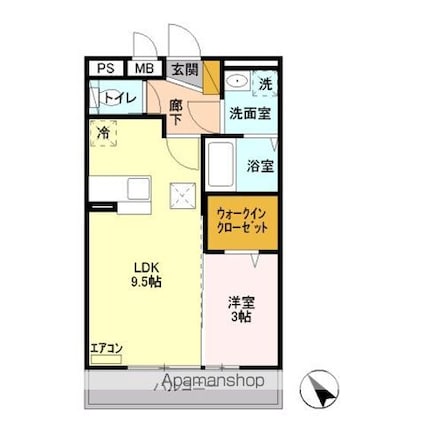エスパシオ[1LDK/33.39m2]の間取図