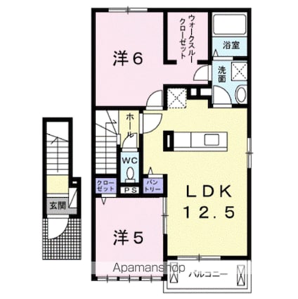 ビオーラＴ　Ａ[2LDK/58.55m2]の間取図