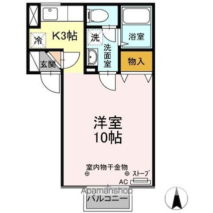 ボナージュ・ポム[1K/30.74m2]の間取図