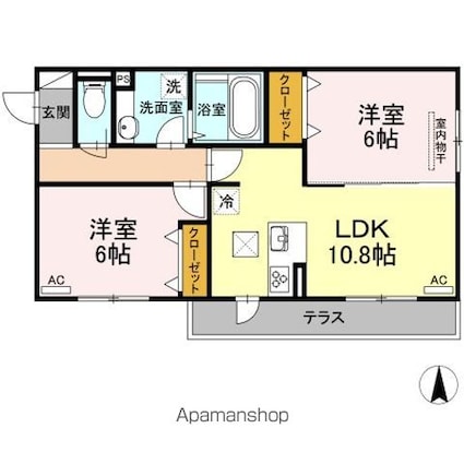 Ｄーｒｏｏｍ大門[2LDK/55.28m2]の間取図