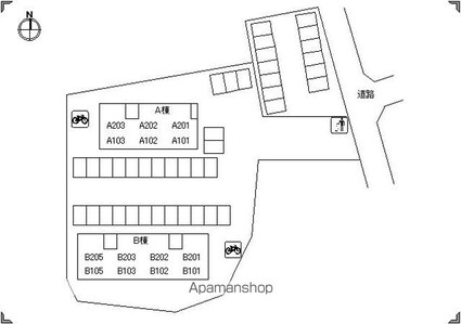 フローラリア田中　Ｂ棟[2LDK/59.2m2]の配置図