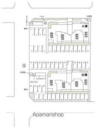 グランマスト西崎　Ｂ棟[2LDK/65.25m2]の配置図