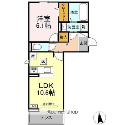 Ｇｒａｃｅ　Ｙａｍａ（グレイス　ヤマ）[1LDK/42.93m2]の間取図