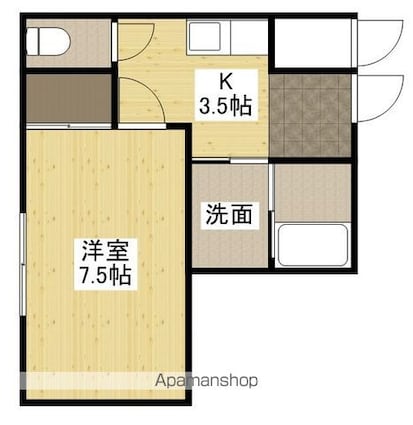 波田ビル５[1K/28.53m2]の間取図