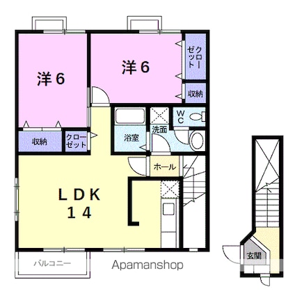 ソフィア壱番館　Ｂ[2LDK/64.97m2]の間取図