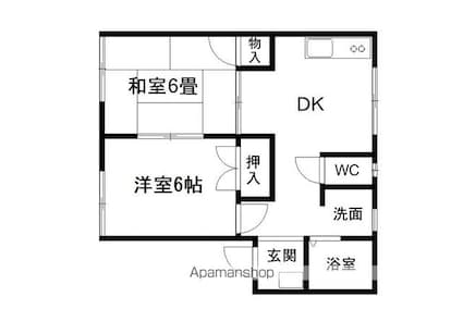 フレグランス六本木[2DK/36.72m2]の間取図
