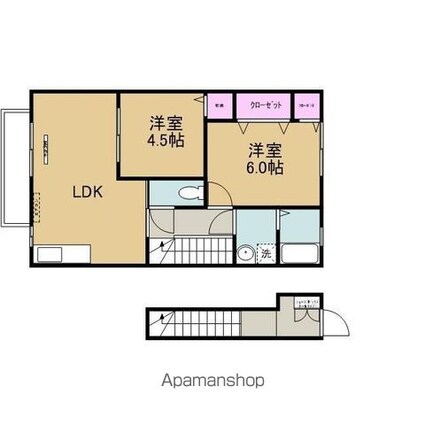 ローズコート阿部Ｃ・Ｄ棟[2LDK/50m2]の間取図
