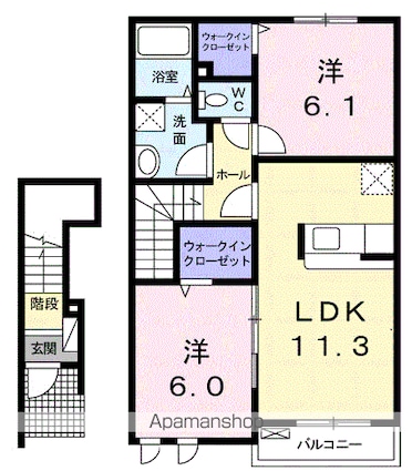 ヒルズタウンⅤ[2LDK/57.63m2]の間取図