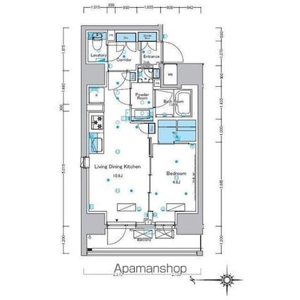 ルフォンプログレ浅草入谷[1LDK/40.59m2]の間取図