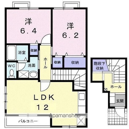 サンライズ・ｋ　Ｂ棟[2LDK/65.64m2]の間取図