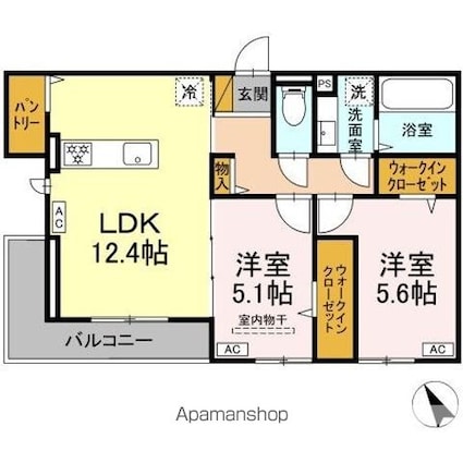 ｙａｍａｊｕ[2LDK/57.02m2]の間取図