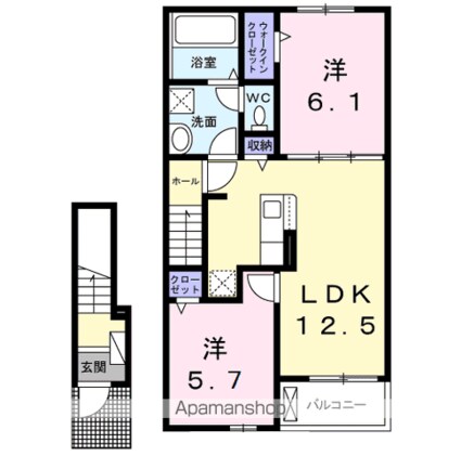 七栄アパートＡ[2LDK/56.44m2]の間取図