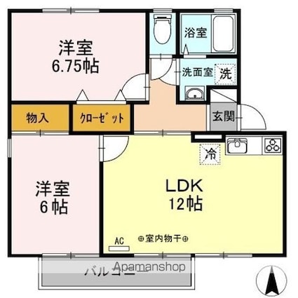 メゾン・ド・Ｍ　Ｂ[2LDK/55.47m2]の間取図