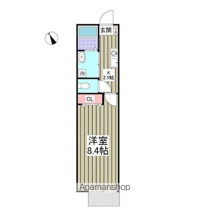 パルトネール千歳船橋[1K/25.5m2]の間取図