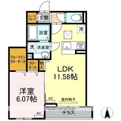 セジュール東尾久[1LDK/42.22m2]の間取図