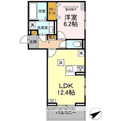 Ｎ・ＤーＲＯＯＭ　ＩＩＤＡＣＨＯＵ　Ｂ棟[1LDK/45.43m2]の間取図