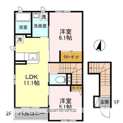 アート・ソレイユ　Ａ棟[2LDK/54.17m2]の間取図