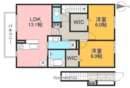 福井ガーデンハイツ　Ａ棟[2LDK/70.39m2]の間取図