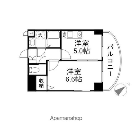 シャインローヤル[1DK/29.45m2]の間取図