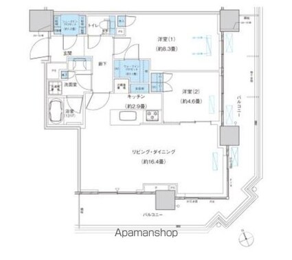 パークシティ柏の葉キャンパス　ザ・ゲートタワー　ウエスト[2LDK/71.46m2]の間取図