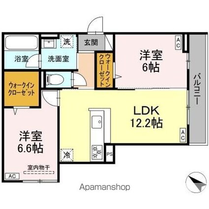 ＶＩＡーＧＲＡＮＤＥ[2LDK/57.86m2]の間取図