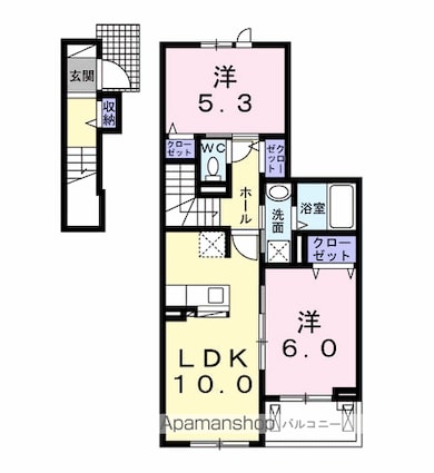 アイダッシュⅡ[2LDK/54.61m2]の間取図