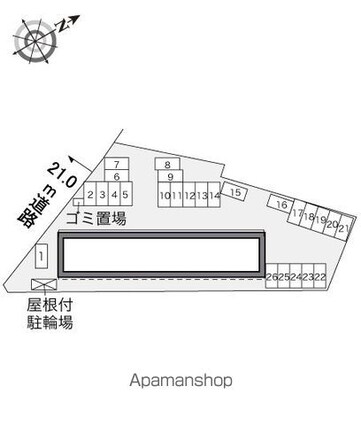 レオパレス清水Ⅱ[1K/28.02m2]の配置図