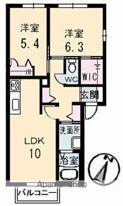 サザンクロスかるが[2LDK/54.04m2]の間取図