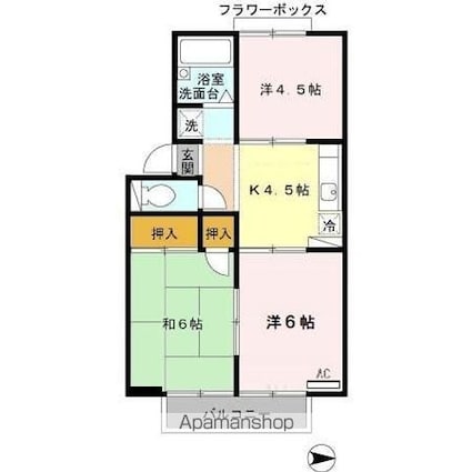 和歌山県和歌山市木ノ本[3K/46.05m2]の間取図