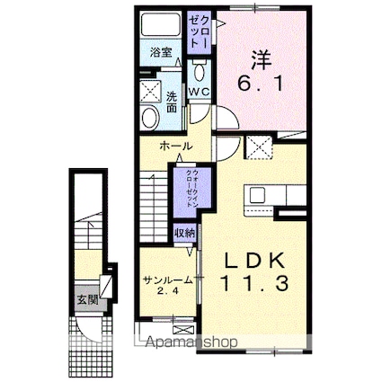 カルテット　Ⅱ[1LDK/50.96m2]の間取図