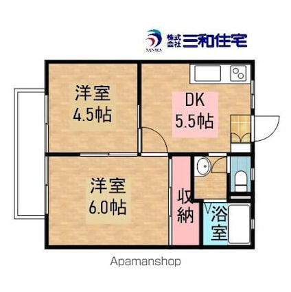 郷間ハイツ[2DK/35.91m2]の間取図