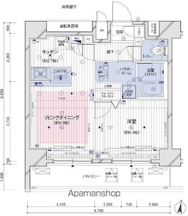 メインステージ両国駅前[1LDK/41.2m2]の間取図