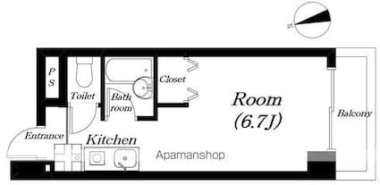 エミネンスコート瀬田[1K/21m2]の間取図