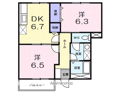 ノースヴィリッジⅢ[2DK/48.46m2]の間取図