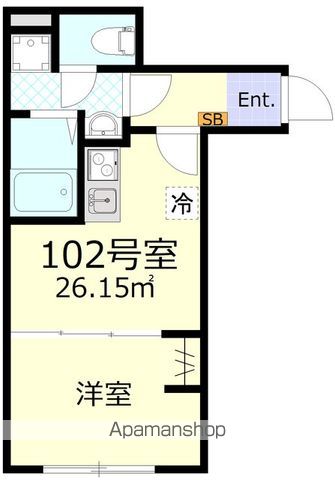 グランディール府中 102 ｜ 東京都府中市是政１丁目20（賃貸アパート1K・1階・26.15㎡） その2