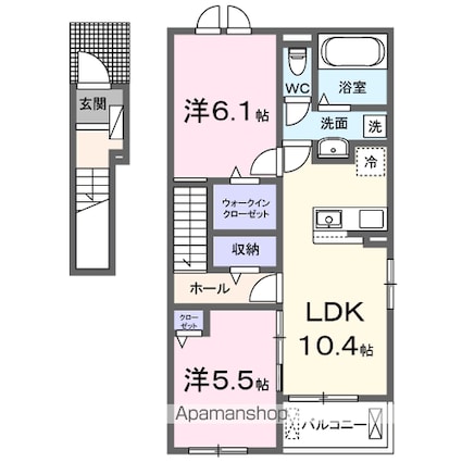 ベル　シエルメール　Ⅱ[2LDK/58.57m2]の間取図