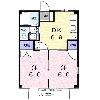 ブルームハイツ[2DK/40.04m2]の間取図