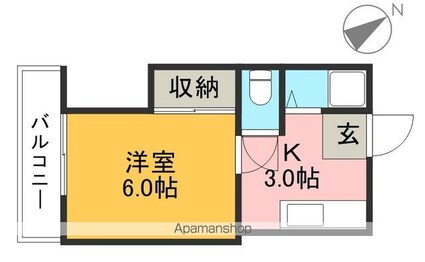プレステージ仲田[1K/23m2]の間取図