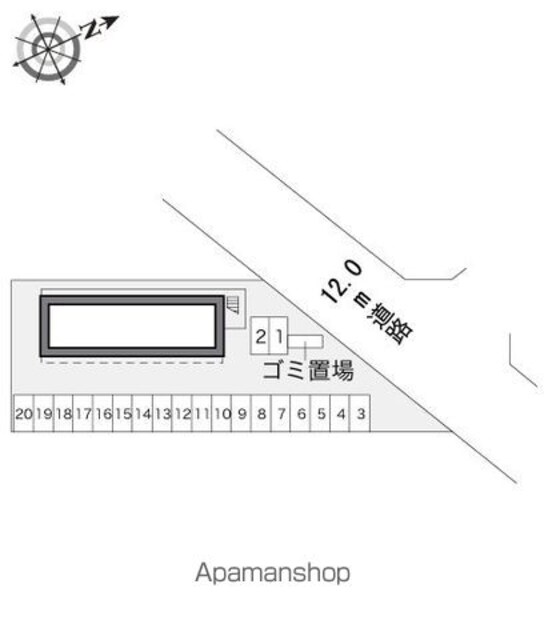 レオパレスＪＰⅡ[1K/19.87m2]の配置図