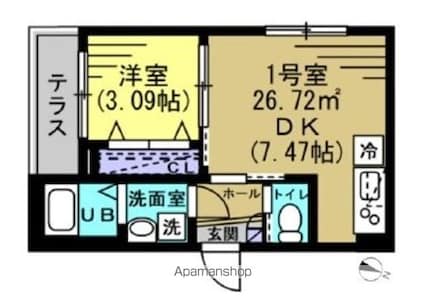 ミレ・フォリア[1DK/26.72m2]の間取図