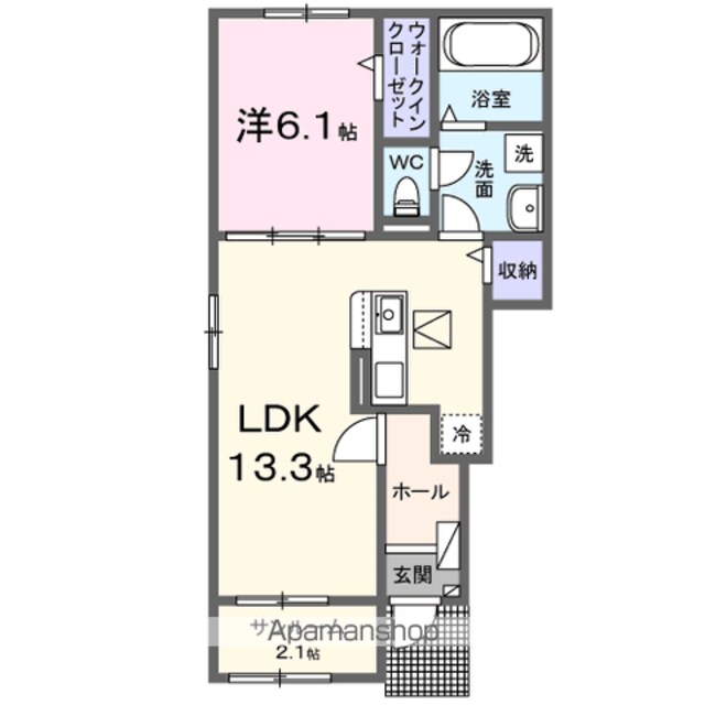 グランコート乃木坂Ⅲ[1LDK/50.01m2]の間取図