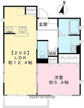 Ｂｅｌｌｅ　Ｂｒｉｌｌｅｒ　ベル　ブリエ[1LDK/43.08m2]の間取図