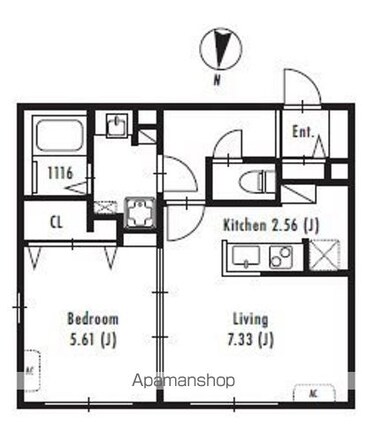 プライマル中野新橋[1LDK/39.6m2]の間取図