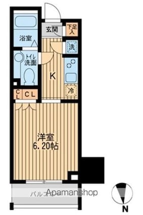 ＫＤＸレジデンス東新宿[1K/21.03m2]の間取図