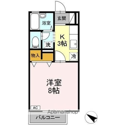 第三麦秀閣　Ａ[1K/26.71m2]の間取図